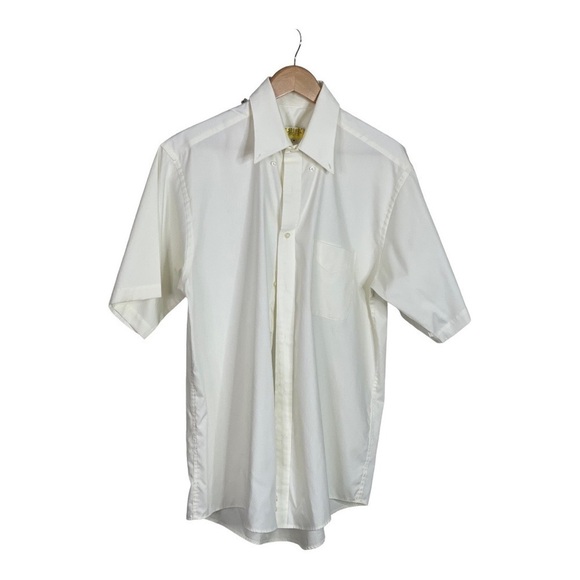 Mens Off White Short Sleeve Button Down Shirt - Picture 1 of 6